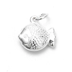 925 Sterling Silver Fish Charm Bracelet Necklace Small Sea Ocean Pendant 14mm - Picture 1 of 6