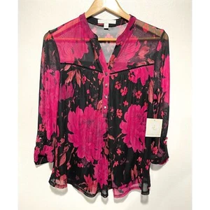 Juniper Line shirt gounge dark romantic floral whimsy goth casual women L New - Picture 1 of 6