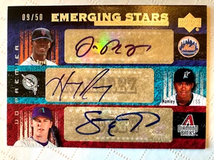 2007 UD Premier Hanley Ramirez Jose Reyes Stephen Drew autograph #9/50!! Mets - Picture 1 of 2