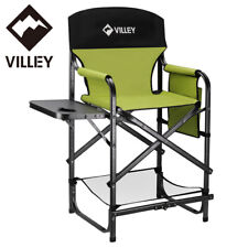 VILLEY Tall Folding Camping Chairs Directors Chair with Foot Rest Fishing Beach