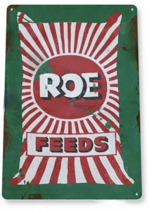 ROE FEEDS TIN SIGN FARM SERVICE ANTIQUE COUNTRY IN OUR FIELD SEED HARVEST GRAIN - Picture 1 of 1