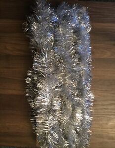 Vintage Christmas Silver TINSEL Feather Tree Garland - 16feet
