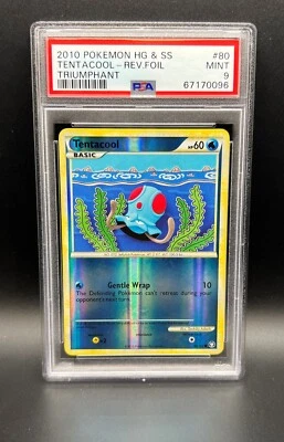 Pokemon PSA 9 MINT Tentacool 80/102 HGSS Triumphant Reverse Holo 2010 S#0096 - Image 1 of 2