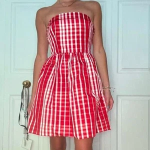 Vineyard Vines rot Seide Gingham trägerloses Kleid - Bild 1 von 8