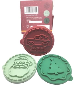 BIRKMANN German Wood Silicone CHRISTMAS COOKIE STAMPER Set Santa Tree Truck - Picture 1 of 4