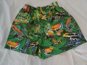 PRIDE Dart Frog Animal Print Tyvek Sz L Shorts Swimming Trunks - Picture 1 of 4