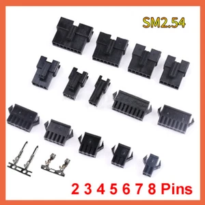 Dupont 2.54mm Connector Housing Male Female Crimp Terminals 2 3 4 5 6 7 8 Pins - Picture 1 of 9