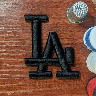 LA Patch Black Los Angeles Dodgers 3D Puffer MLB Embroidered Iron On 2.25x2"