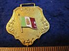 antique flag pocket watch fob green white red with coat of arms