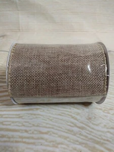 New! Burlap Look Linen Ribbon 4"x 9 FT Wired Farmhouse Easter Fall Bows Wreaths - Picture 1 of 5