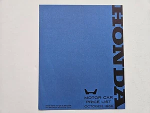 HONDA N360 N600 S800 PRICE LIST SALES BROCHURE 1968 - Picture 1 of 2