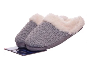 Zapatillas sin cordones para mujer gris plata crema súper suaves tejidas con cable S 5 6 NUEVAS - Imagen 1 de 1