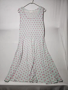 LULAROE NICKI GREEN PINK POLKA DOT SWING DRESS WITH POCKETS - Picture 1 of 6