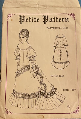 Petite Pattern Calico Print shop 1882 dress period 20 inch doll 20" PATTERN - Image 1 of 4