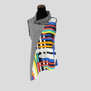 Marylou Ozbolt-Storer Fibrearts Sleeveless Asymmetrical Hem Tunic Multicolor XS - Picture 1 of 13