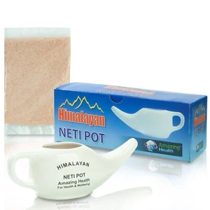Incredibile Salute Ceramica Neti Pentola e Sale dell'Himalaya - Sinusoidale Naturale/Acquata Nasale - Foto 1 di 2