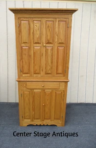 63297 Solid Oak Tom SEELY Corner Cabinet Curio - Picture 1 of 17