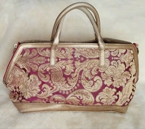 TERRIDA Handbag Venetian Brocade Genuine Leather & Damask Silk CA D’ORO - Travel - Picture 1 of 9
