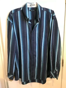 Urgent Gear sz 2x blue  striped  shirt long sleeve button up crisp cotton - Picture 1 of 8