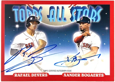 2022 Topps Archives - Rafael Devers Xander Bogaerts Red Sox Color Match Auto /10 - Image 1 of 2