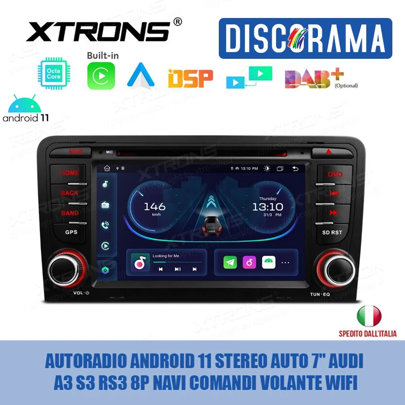 AUTORADIO ANDROID 11 STEREO AUTO 7" AUDI A3 S3 RS3 8P NAVI COMANDI VOLANTE WIFI - Immagine 1 di 4