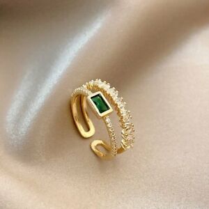 Fashion 925 Sliver Zircon Gold Ring Figure Open Adjustable Women Jewelry Gifts