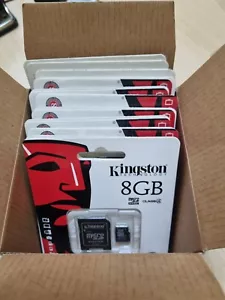 LOTTO 18* Kingston 8GB Micro SD HC Flash Memory Card Class 4 -adattatore Sp. 24h - Zdjęcie 1 z 1