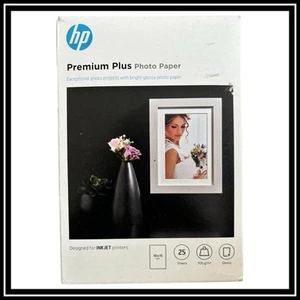 HP Premium Plus (10 x 15cm) Glossy Snapshot Photo Paper 25 Sheets 300 GSM +24h D - Afbeelding 1 van 2
