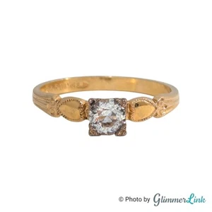 Antique Clark & Coombs 14k Rolled Gold Plated Paste Stone Sweetheart Ring Sz 10 - Picture 1 of 9