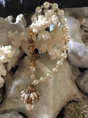 复古 MIRIAM HASKELL 签名人造珍珠手链吊坠珍珠状况良好。 尺寸 Sm. — 第 1/4 张图片