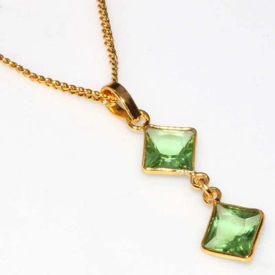 Golden Peridot Faceted Necklace 17" Thank You Gift GW - Image 1 of 3