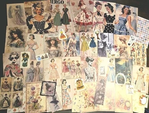 50+ Pc Vintage Ladies Pin-up Girls Junk Journal Sticker Paper Retro Women Lot - Picture 1 of 16