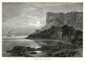Maidens Rock, Lake Pepin, Upper Miss., Historic America, 1872 Antique Engraving - Picture 1 of 4