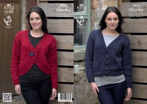 King Cole Knitting Pattern Cardigan Chunky Tweed - 4033 - Picture 1 of 2