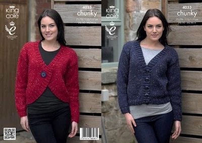 King Cole Knitting Pattern Cardigan Chunky Tweed - 4033 - Image 1 of 2