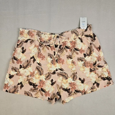 Pantalones Cortos Pull On Mezcla Lino Talla XL 14-16 Marrón Melocotón Botánico Nuevos con Etiquetas Time and Tru Foto 1 de 4