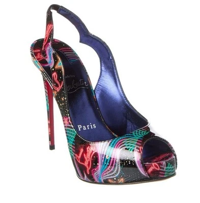 CHRISTIAN LOUBOUTIN Hot Chick Starlight 120 slingback heel patent pump EU 39 New - Image 1 of 4