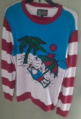 Suéter Feo Navidad Para Hombre XL Pullover Santa En La Playa, Palmeras - Festivo Foto 1 de 4