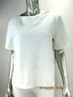 Chico's Sz 1 Polyes/Spand Off White Thick Textured Back Zipper Shirt Blouse Top