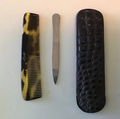 Juego de limas de uñas y tortugas peine vintage con estuche de Alemania Atorit Foto 1 de 4