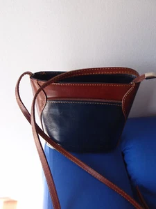 Damen, Handtasche klein, Leder, Made in Italy, blau, 20 x 16,5cm, zum Umhängen - Bild 1 von 7