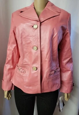 TERRY LEWIS CLASSIC LUXURIES (GENUINE LEATHER) COAT JACKET PINK SIZE 12 NWT #R2 - Image 1 of 4
