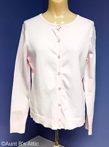 Cardigan Sweater Ladies Liz Claiborne Pale Pink Cotton/Nylon Casual Sweater Sm - Picture 1 of 7