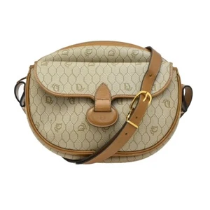 CHRISTIAN DIOR Logo Honeycomb Shoulder Bag PVC Leather Brown GHW France 65EE384 - Picture 1 of 17
