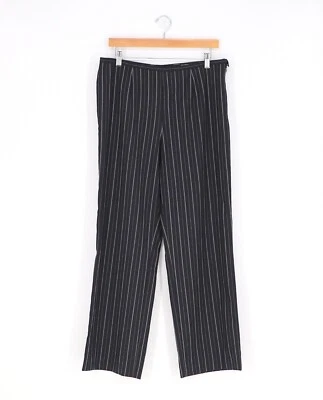 ESCADA 100% Wool Black & White Pinstripe Pants Straight Leg Size 44 (US L) - Image 1 of 4
