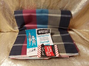 Vintage Mission Valley Blue Red Check Plaid Cotton Fabric 40" width, 4 Yards NEW