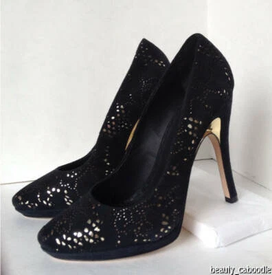 NEW ALICE + OLIVIA Helena Laser-Cut Suede Pumps (Size 41) - MSRP $345.00! - Image 1 of 4