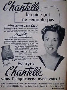 PUBLICITÉ DE PRESSE 1952 CHANTELLE LA GAINE QUI NE REMONTE PAS - ADVERTISING - Imagen 1 de 1