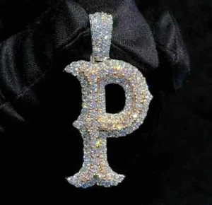 3Ct Round Cut Lab-Created Diamond Custom Letter Pendant 14K Yellow Gold Plated - Picture 1 of 3