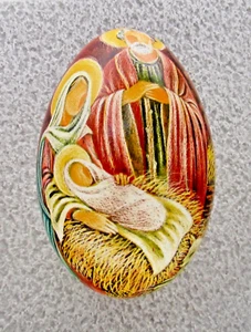 Goose Pysanky, Easter Egg Written on Shell,Nativity Scene,Wax Resist Dyed#10 - Picture 1 of 9